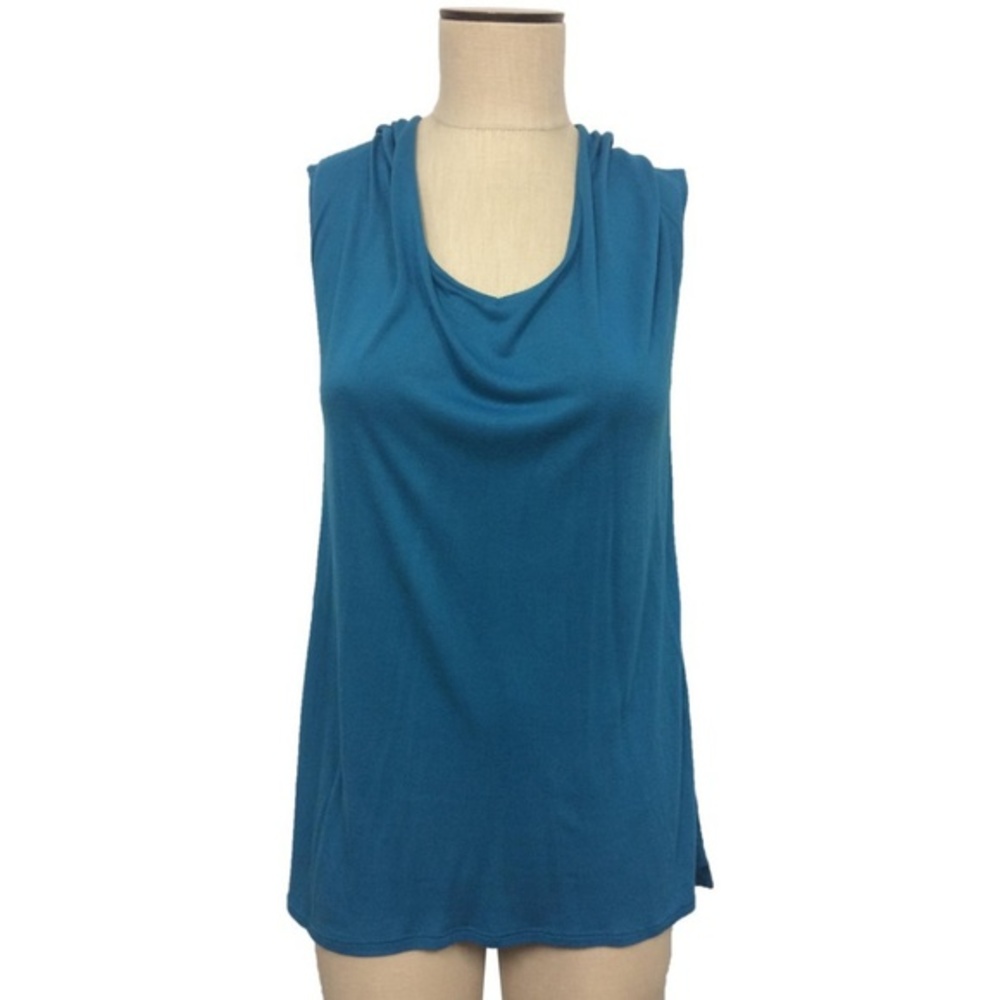 New Shimera Teal Blue Cap Sleeve Keyhole Back Top